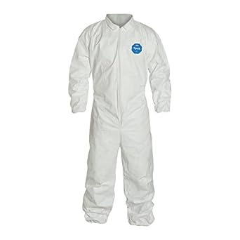 DuPont Tyvek® 400 Coveralls TY120S – 3XL, White, Front Zip, Serged Seams, Elastic Waist, Open Wrists & Ankles – Pack of 25