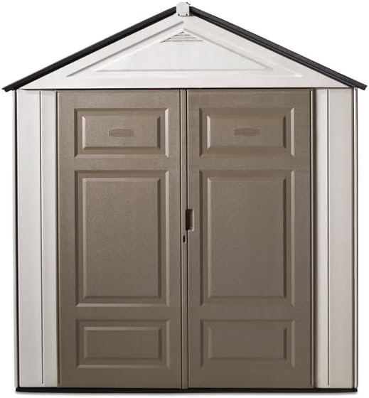 Rubbermaid 7 ft x 3.5 ft Shed * Durable Outdoor Storage SolutionRubbermaid 7 ft x 3.5 ft Resin Storage Shed – Durable, Weather-Resistant Outdoor Organizer with Lockable Doors, UV Protection – Gray/Brown