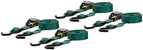 Curt Manufacturing 83016 Cambuckle Strap Pack - 15 ft Dark Green with Rubber Coated Hooks (4 Pack)