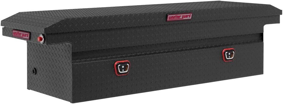 Weather Guard Saddle Truck Tool Box Aluminum 10.2 Cu Ft – Full Low Profile, Textured Matte Black - Autosphere