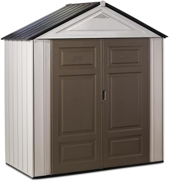 Rubbermaid 7 ft x 3.5 ft Shed * Durable Outdoor Storage SolutionRubbermaid 7 ft x 3.5 ft Resin Storage Shed – Durable, Weather-Resistant Outdoor Organizer with Lockable Doors, UV Protection – Gray/Brown