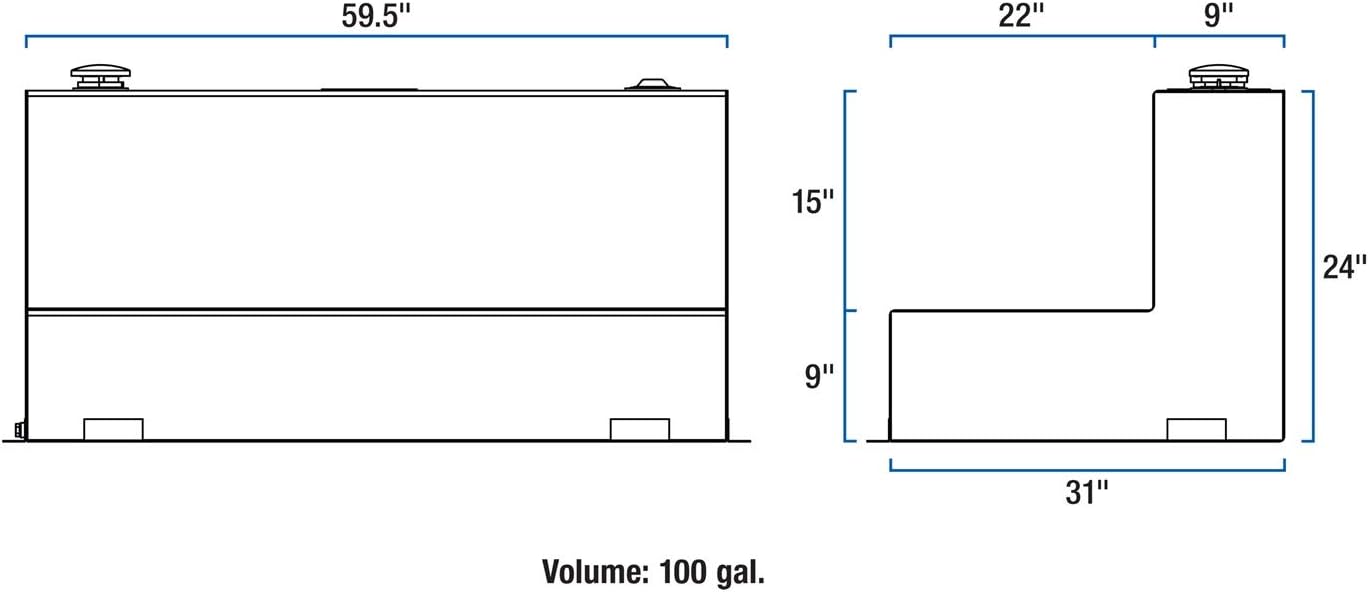 UWS/United Welding Services Steel L-Shape Transfer Tank 100 Gallon Matte Black, Part No. ST-100-L-MB