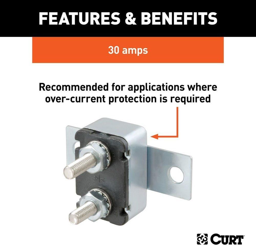 Curt Manufacturing 58361 30 Amp Universal Circuit Breaker for Reliable Electrical Protection