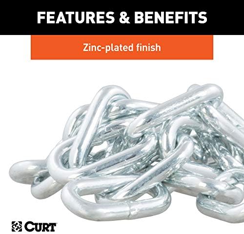 Curt Manufacturing 80313 Grade 30 Plus 1/4 Inch x 24 Inch J27 Steel Chain for Heavy-Duty Applications