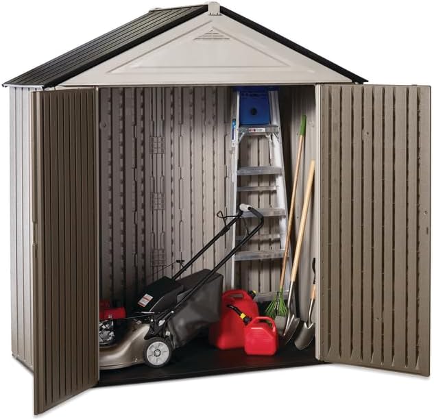 Rubbermaid 7 ft x 3.5 ft Shed * Durable Outdoor Storage SolutionRubbermaid 7 ft x 3.5 ft Resin Storage Shed – Durable, Weather-Resistant Outdoor Organizer with Lockable Doors, UV Protection – Gray/Brown