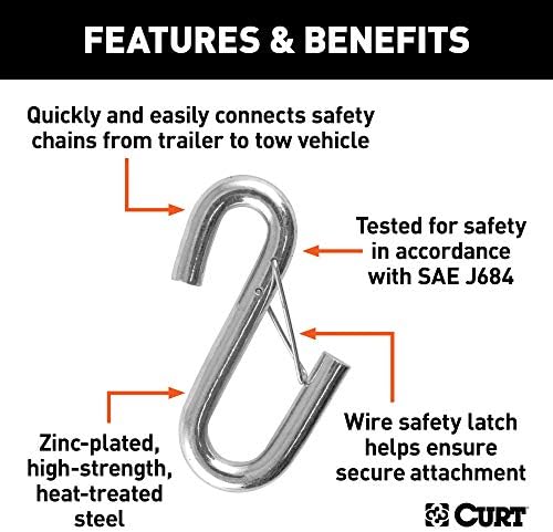 Curt Manufacturing 81810 3/8 Inch Shook with Wire Latch for Class I Zinc