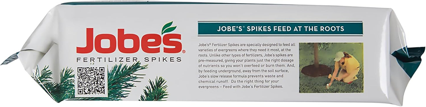 Jobe’s Evergreen Fertilizer Spikes – 15 Count | 13-3-4 NPK | Slow Release Plant Food for Cypress, Pine, Arborvitae, and Acid-Loving Trees