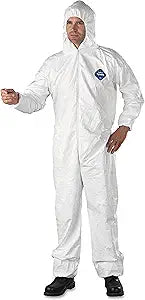 DuPont Tyvek® 400 Coveralls TY127S-L – Large, White, Hooded, Elastic Wrists, Ankles & Waist, Front Zipper, Pack of 25