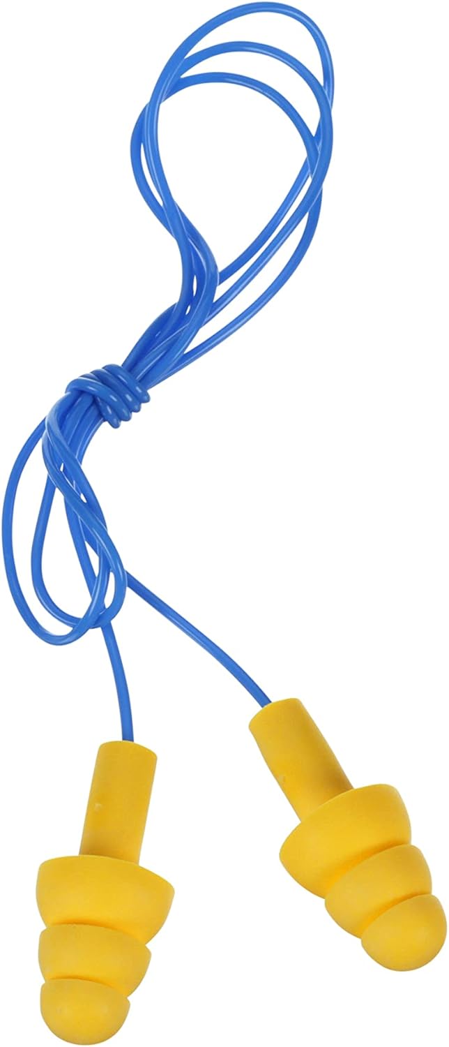 3M E-A-R UltraFit™ Corded Earplugs – Reusable Triple-Flange, 25 dB NRR – 100 Pairs (Model 340-4004)