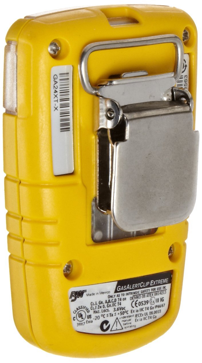 BW Technologies BWC2-M BW Clip Carbon Monoxide (CO) Single Gas Monitor – 35/200 ppm Alarms, Battery Powered, Yellow