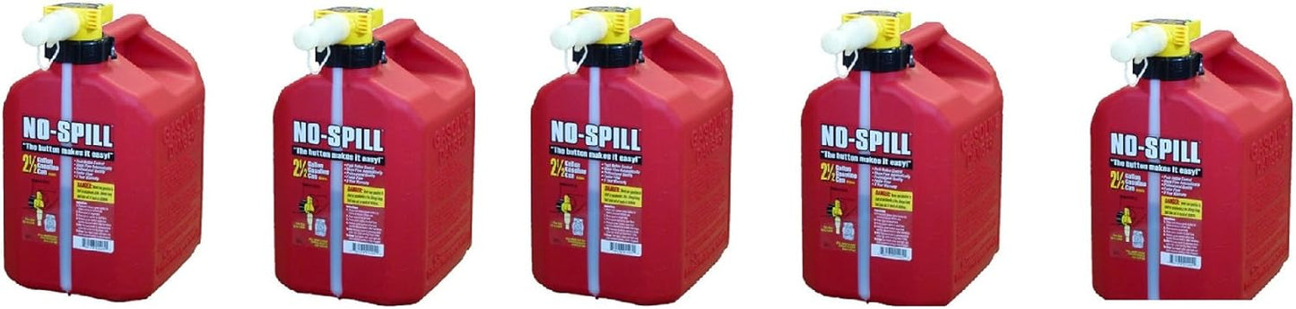 No - Spill 1405 2.5 - Gallon Gas Can (5 - Pack) – Red HDPE Fuel Container with Thumb - Control Spout - Autosphere