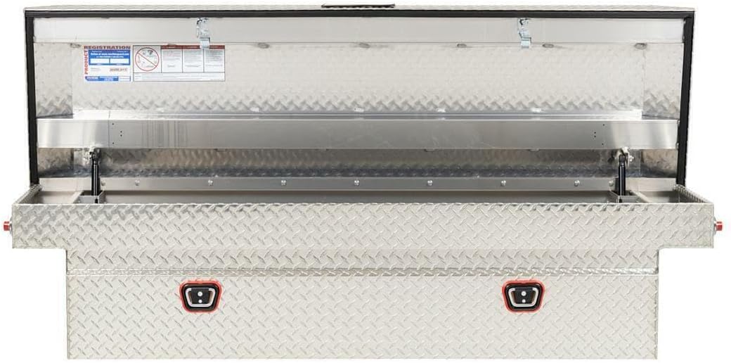 Weather Guard 127 - 0 - 03 Saddle Box – 71.5" x 72" Durable Aluminum Truck Tool Box, Diamond Plate Silver - Autosphere