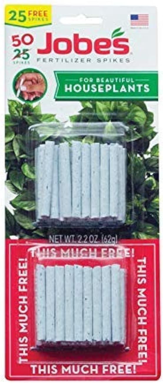 Jobe's Organics Houseplant Fertilizer Spikes 13-4-5 – 50 Count | Slow-Release Plant Food for Indoor Plants