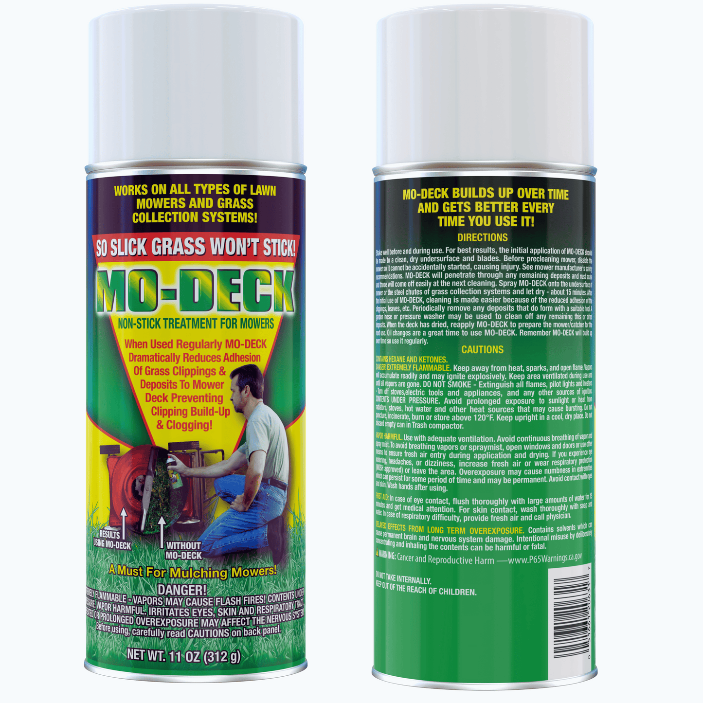 Mo Deck Lawn Mower Non-Stick Spray 11 Oz Aerosol (Case of 12) w/ Free CanGun1 Included - Universal Spray for Lawn Mowers and Equipment