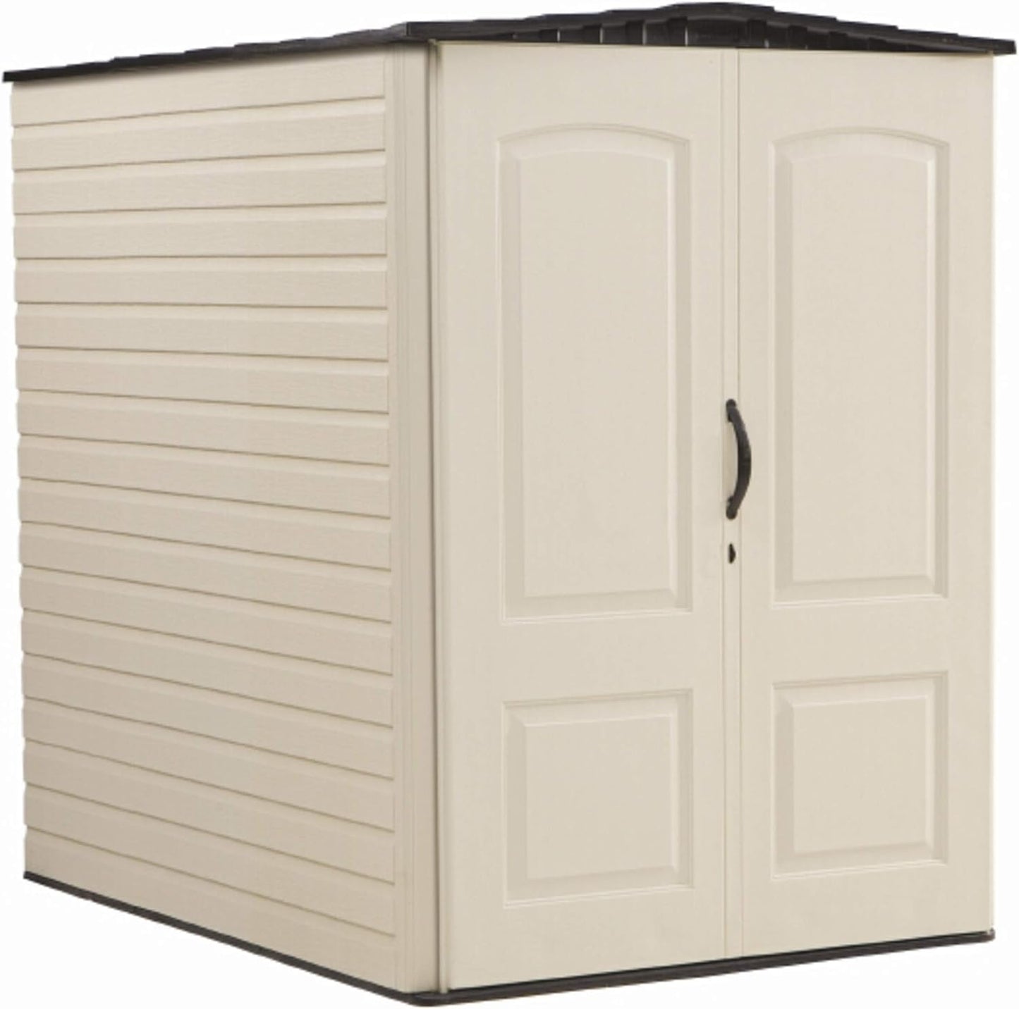 Rubbermaid FG5L3000SDONX 5x6 ft Resin Outdoor Storage Shed – Heavy-Duty Weather-Resistant Vertical Shed in Sandstone