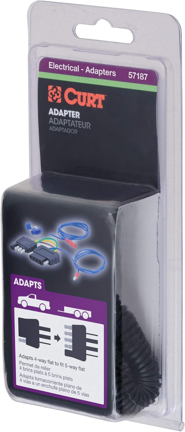 Curt Manufacturing 57187 4 to 5 Way Flat Electrical Adapter for Boat Trailer Surge Brakes