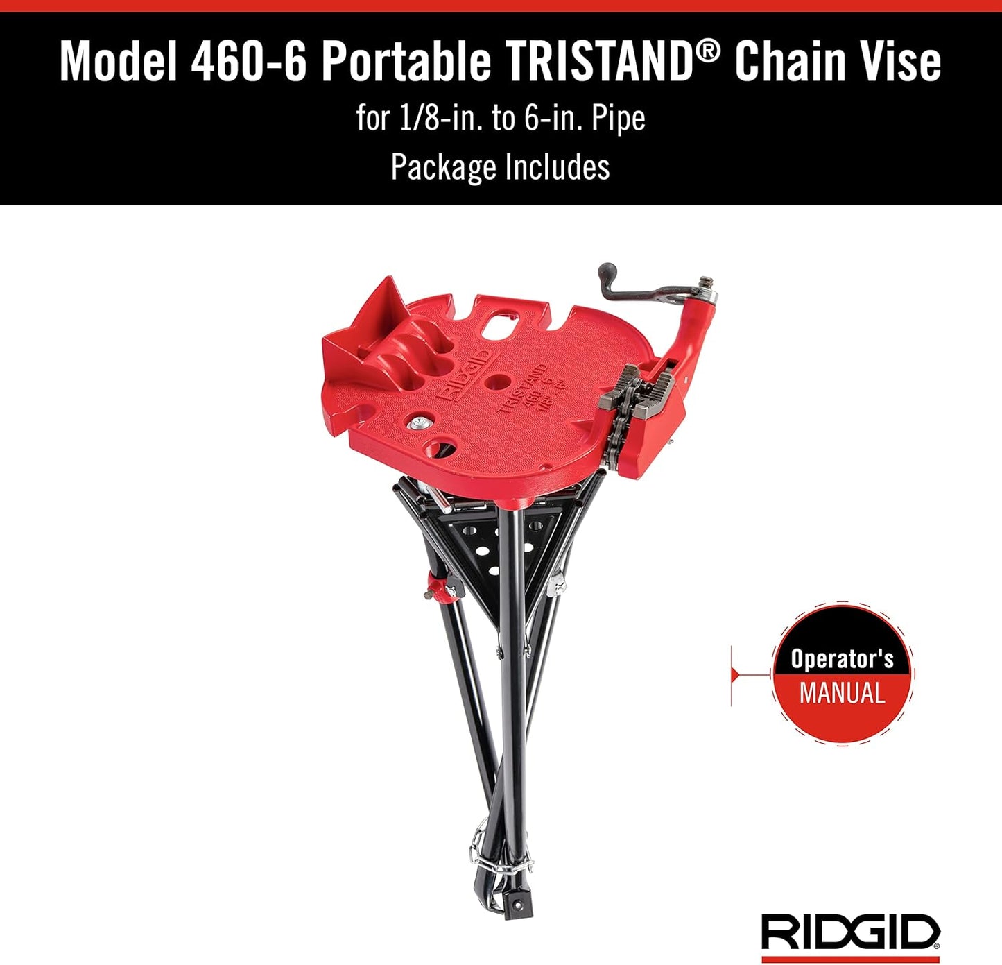 RIDGID 36273 TRISTAND® Portable Chain Vise 460-6 – Fits 1/8" to 6" Pipe Capacity