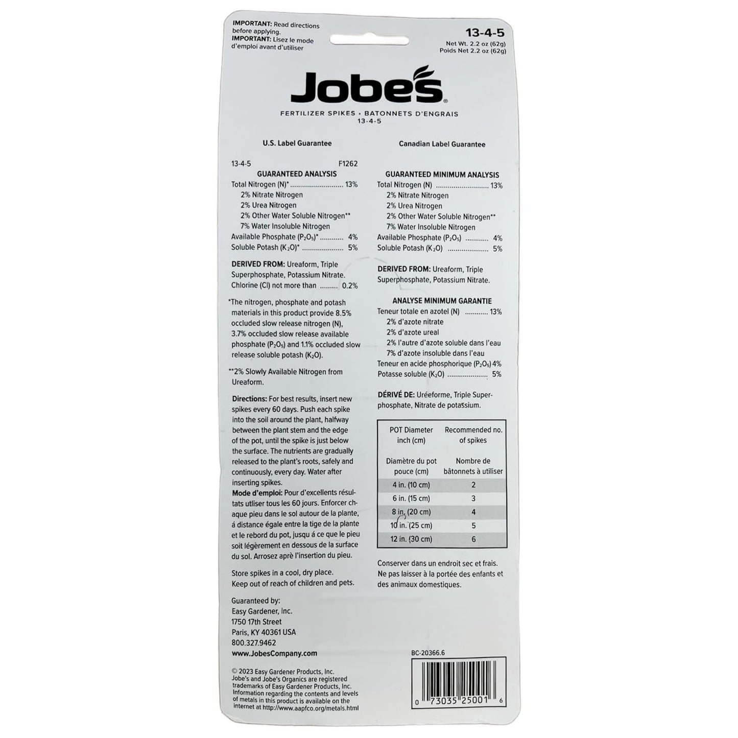 Jobe's 5001T Houseplant Fertilizer Food Spikes – 50 Pack | Slow-Release Indoor Plant Nutrition (13-4-5 NPK)