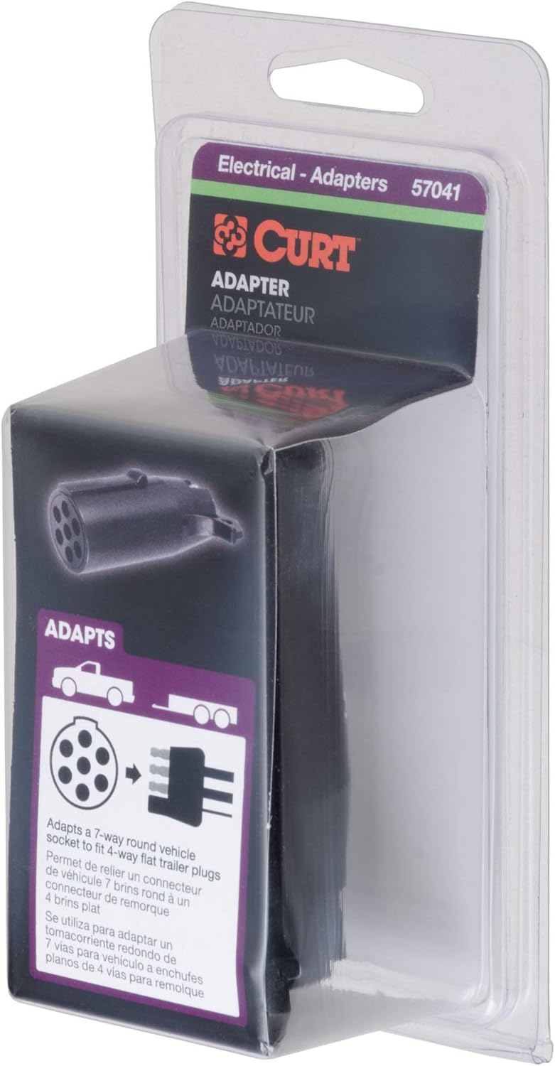 Curt Manufacturing 57041 7-Pole Round to 4-Flat Trailer Adapter