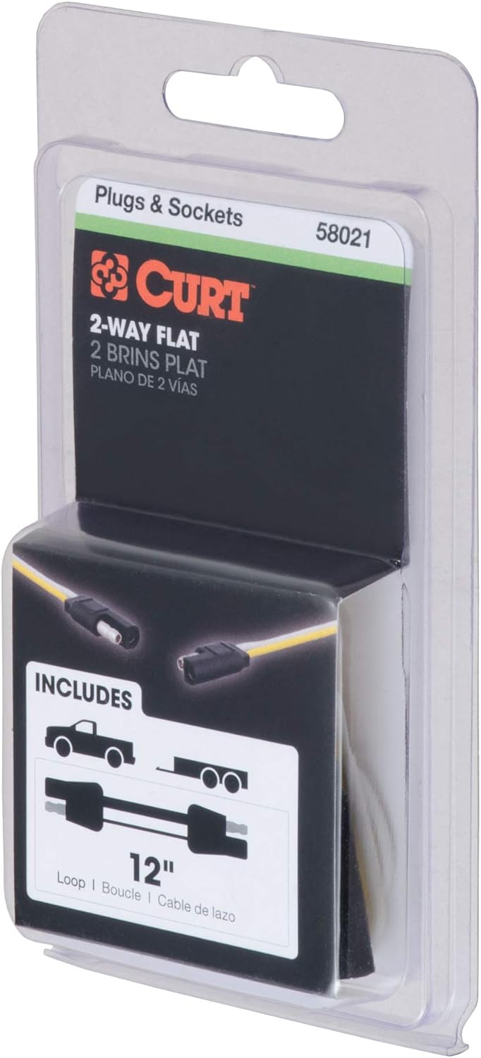 Curt Manufacturing 58021 2 Flat Loop 12-Inch Packaged Trailer Wiring Harness