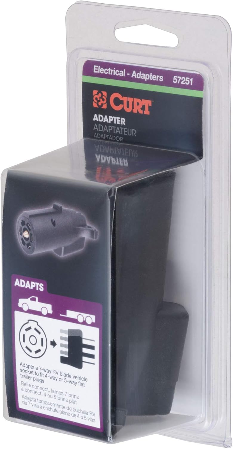 Curt Manufacturing 57251 7-Way RV Flat Connectors to 5-Way Flat Trailer Adapter