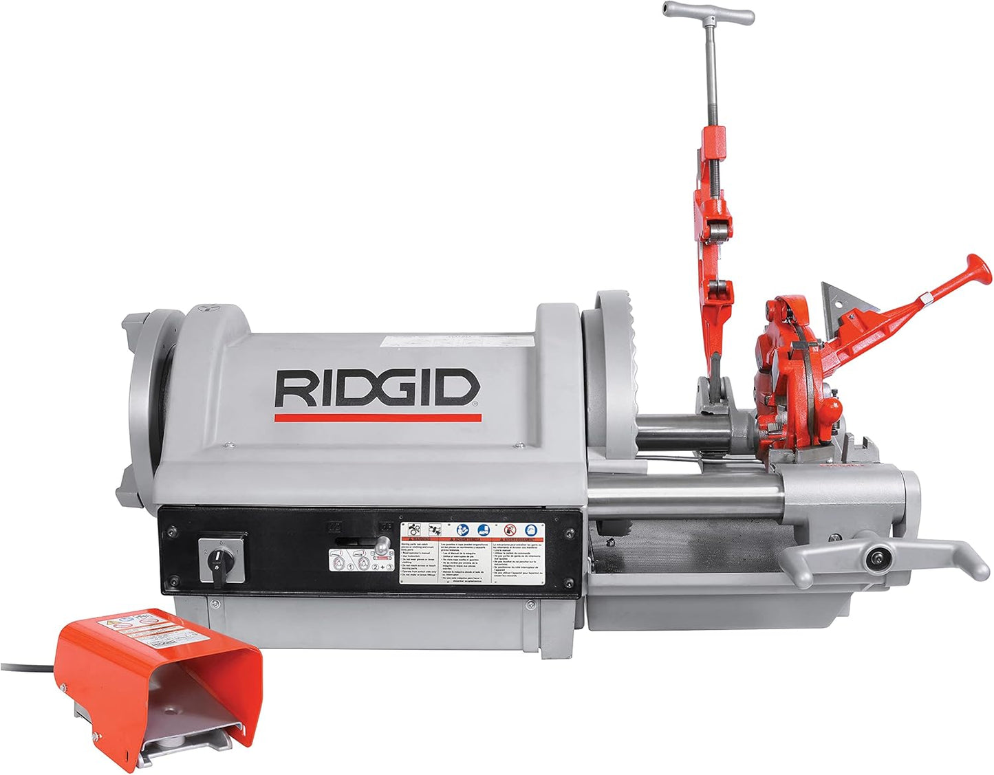 RIDGID 26092 Model 1224 NPT Threading Machine – 120V Heavy-Duty Pipe Threader with Hammer Chuck – Threads 1/4" to 4" Pipe – Silver/Red