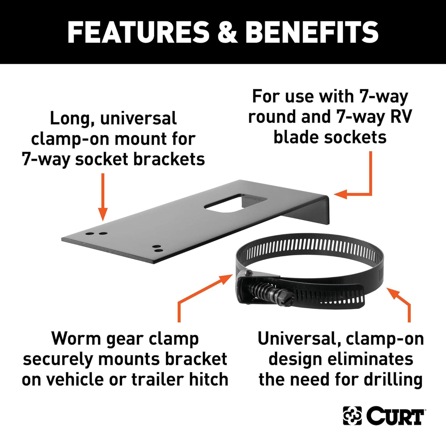 Curt Manufacturing 57201 Long Universal Clam PO N Mount for 7-Way Socket Brackets (12 Pack)