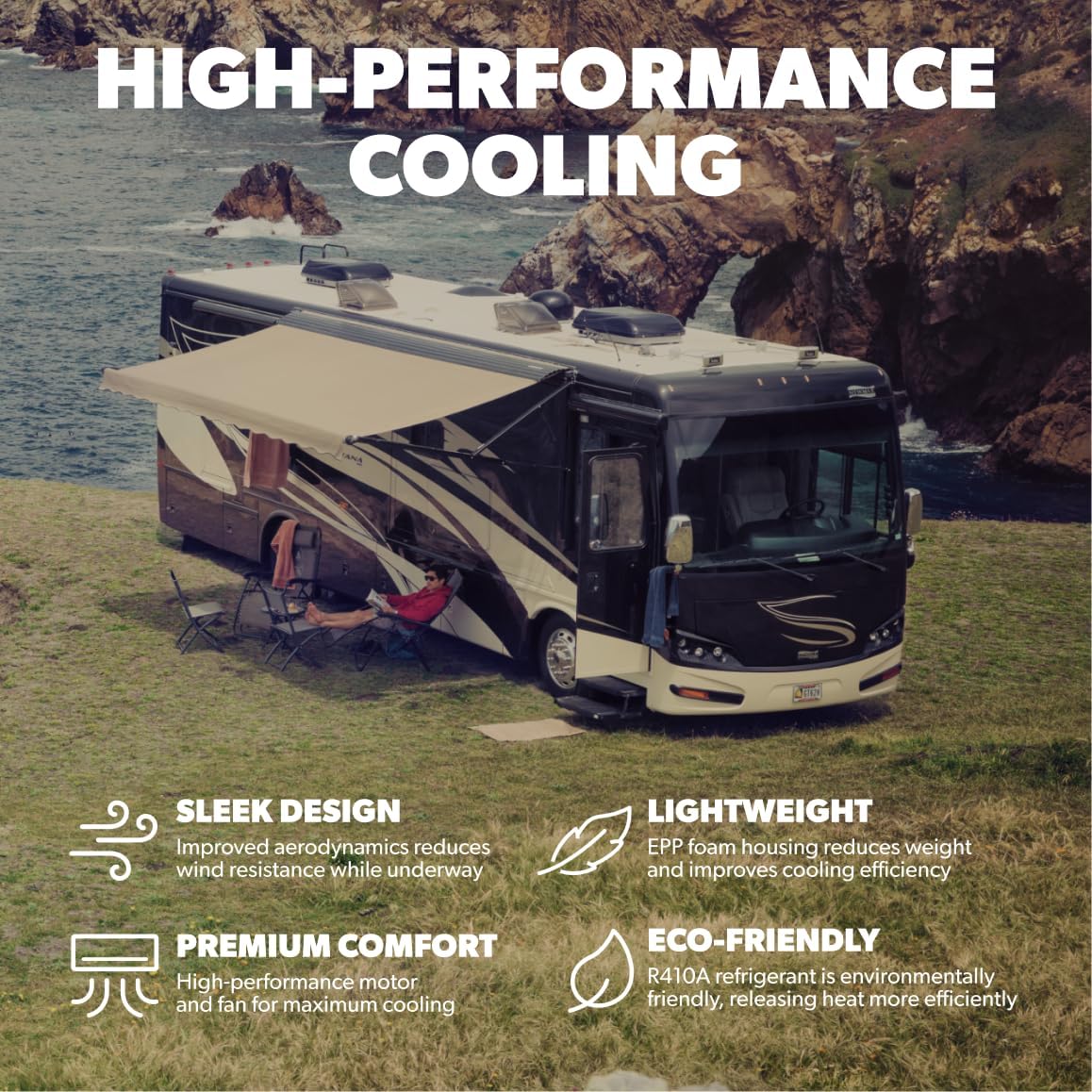 Dometic Penguin II 13,500 BTU Low Profile RV Air Conditioner – Black | Model 640315CXX1J0