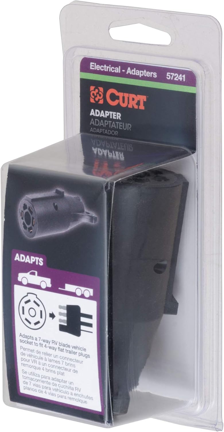 Curt Manufacturing 57241 7-Way RV Round to 4-Way Flat Trailer Wiring Adapter
