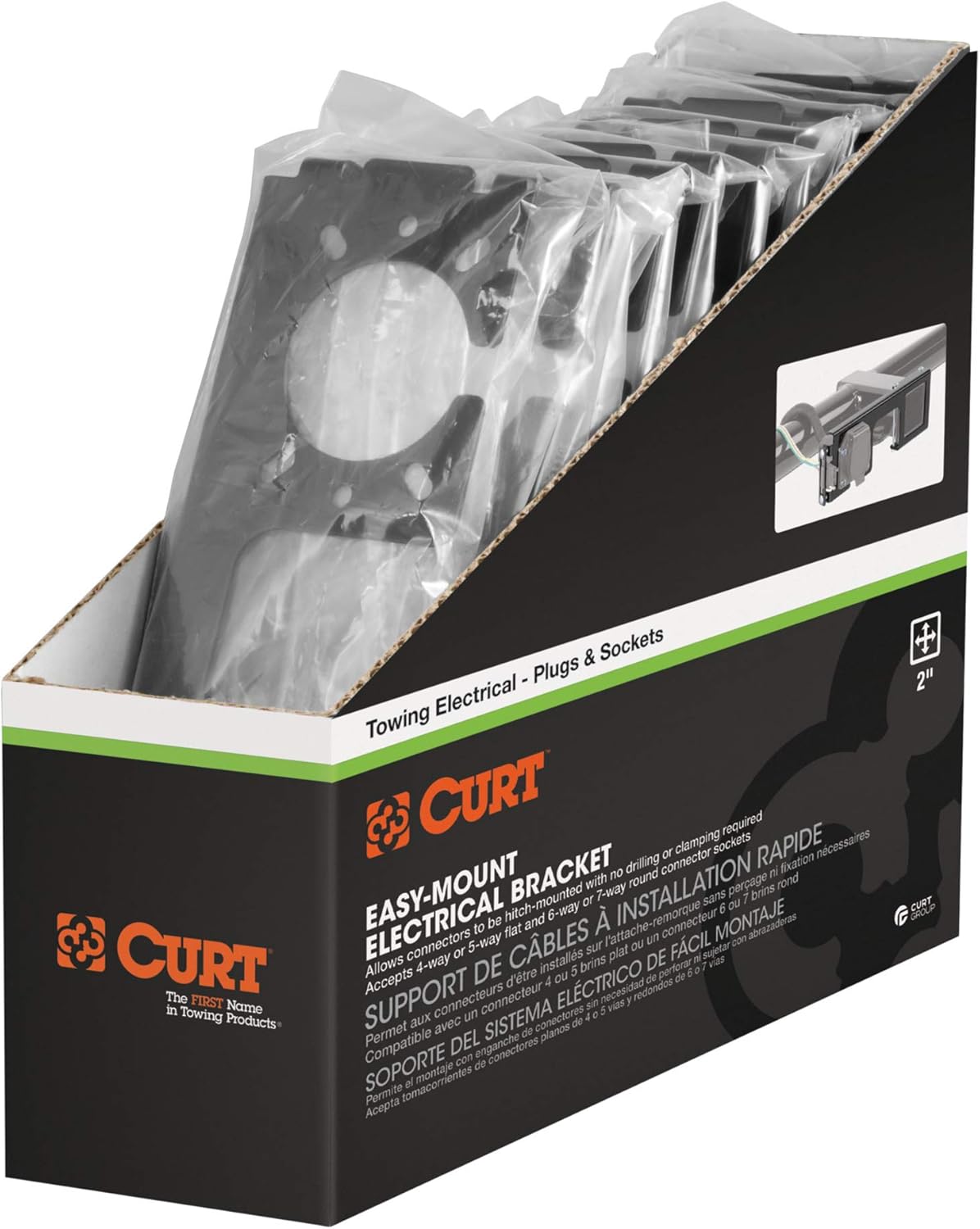 Curt Manufacturing 58001 4-Way and 5-Way Flat Easy Mount Bracket for 2-Inch Receiver Hitch