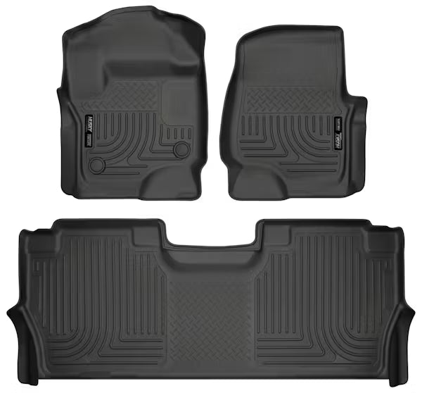 Husky Liners 94061 Front & Second Seat Floor Liners for Ford F250/F350/F450 Superduty Supercrew – Black