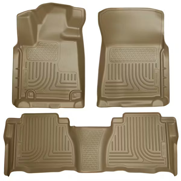 Husky Liner 98583 Custom Molded Front & Second Seat Floor Liners for Toyota Tundra Double Cab in Tan