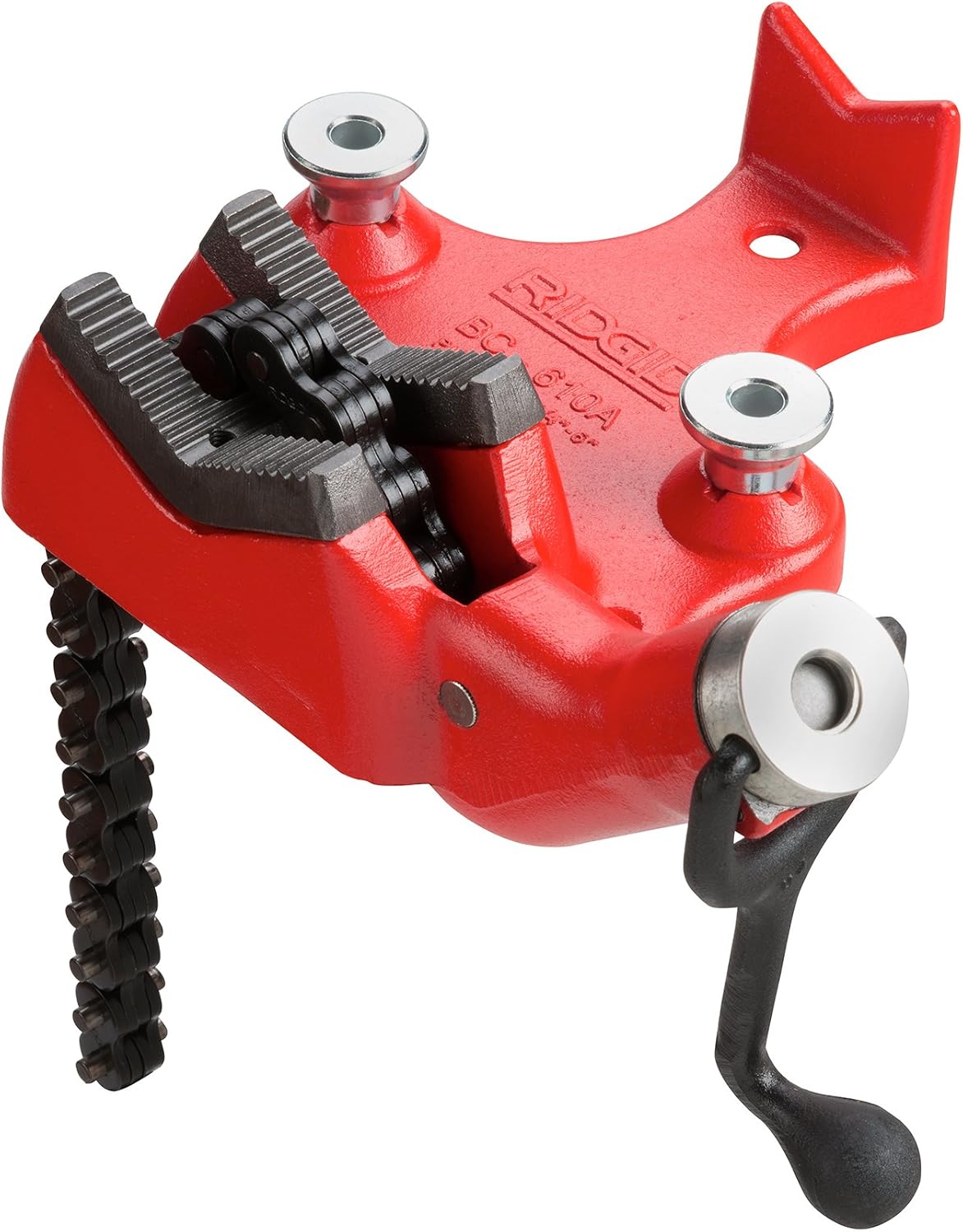 RIDGID 40210 BC610 Bench Chain Vise – 1/4" to 6" Pipe Capacity, Heavy-Duty Red