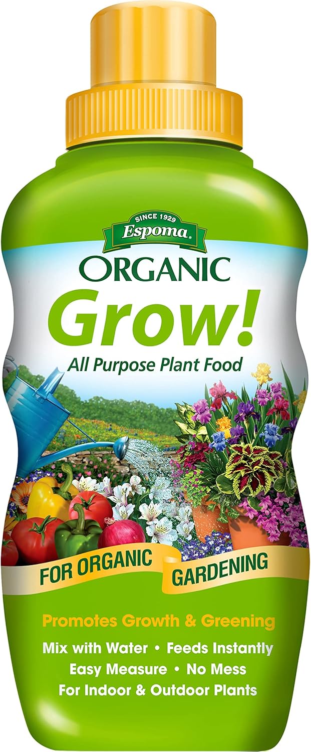 Espoma Organic Grow! 2-2-2 Liquid Plant Food – All-Purpose Fertilizer for Indoor & Outdoor Plants – 16oz Concentrate