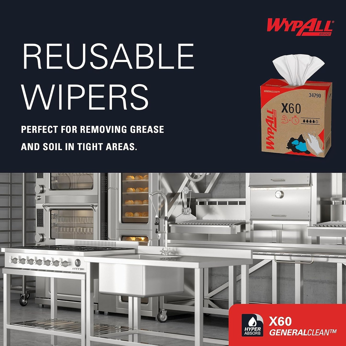 WypAll GeneralClean X60 Multi-Task Cleaning Wipes – 1180 Total Sheets (10 Pop-Up Boxes), White, Super Absorbent Cloths for Surface Wiping – 34790