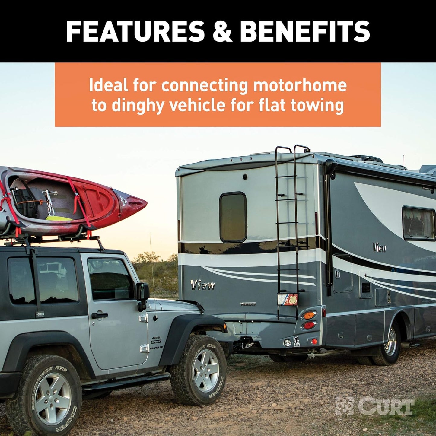 Curt Manufacturing 57284 8 ft Dinghy Towing Electrical Adapter & Socket with 7-Way RV Blade Fits USCar