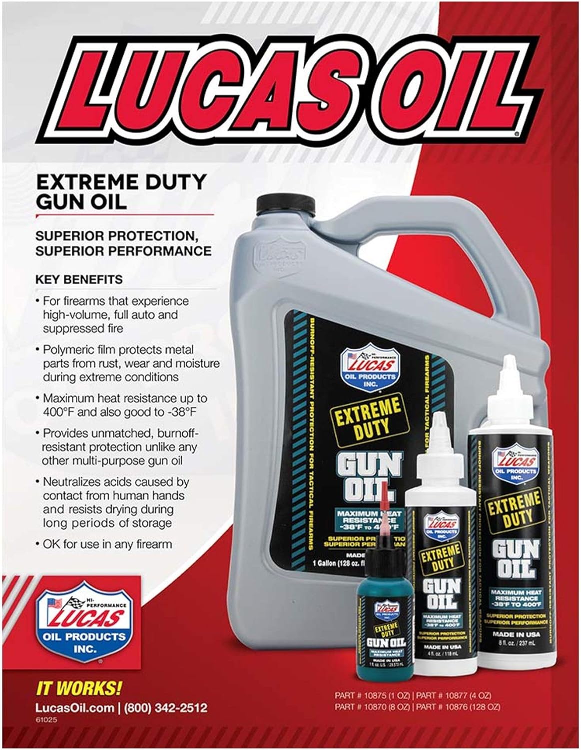 Lucas Oil 10877 Extreme Duty Gun Oil (4oz.), 1 Pack
