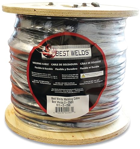 BEST WELDS 2/0 AWG Welding Cable – 500 Ft Reel | Heavy-Duty Copper Wire with Foot Markings – Black
