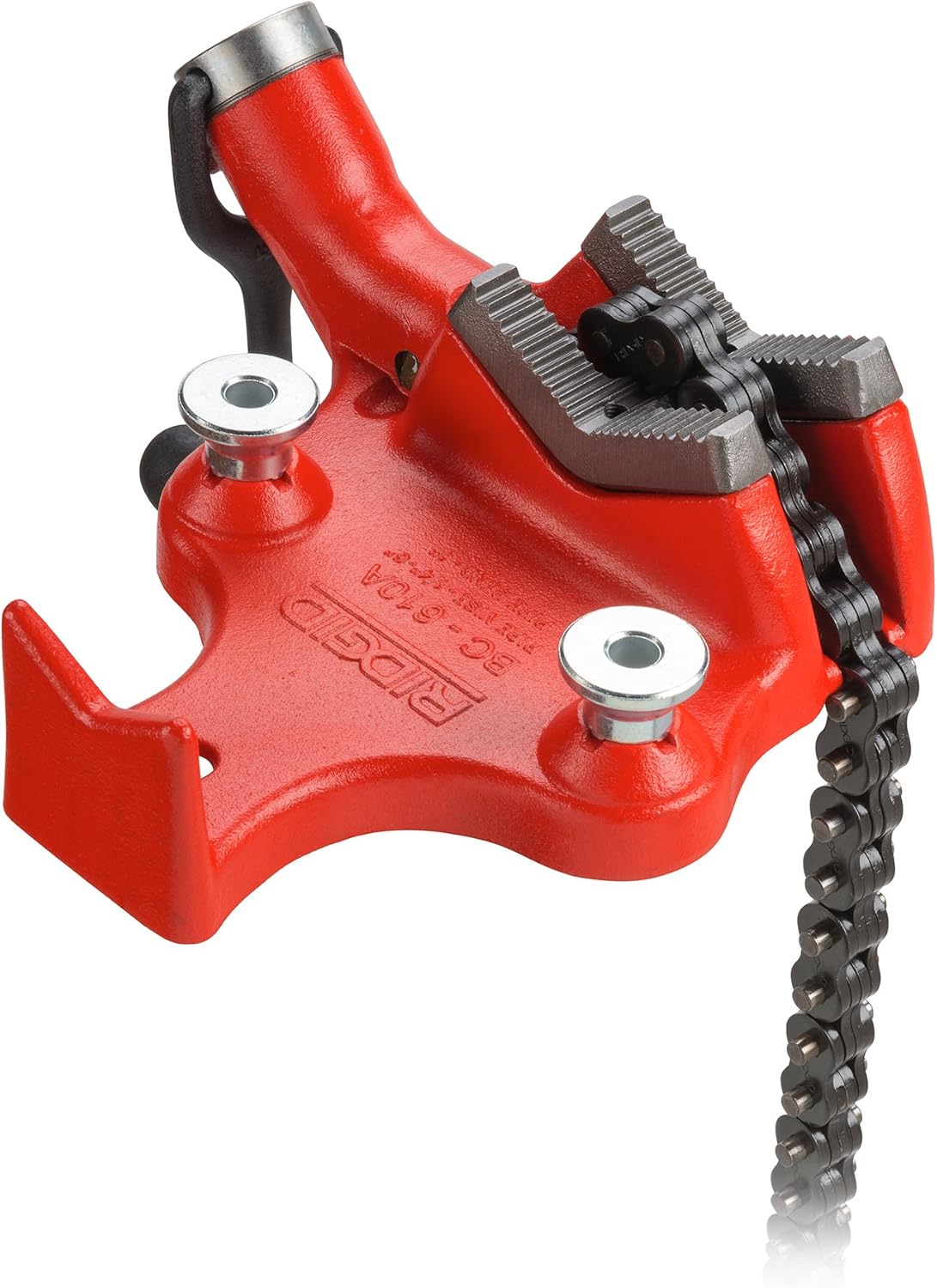 RIDGID 40210 BC610 Bench Chain Vise – 1/4" to 6" Pipe Capacity, Heavy-Duty Red