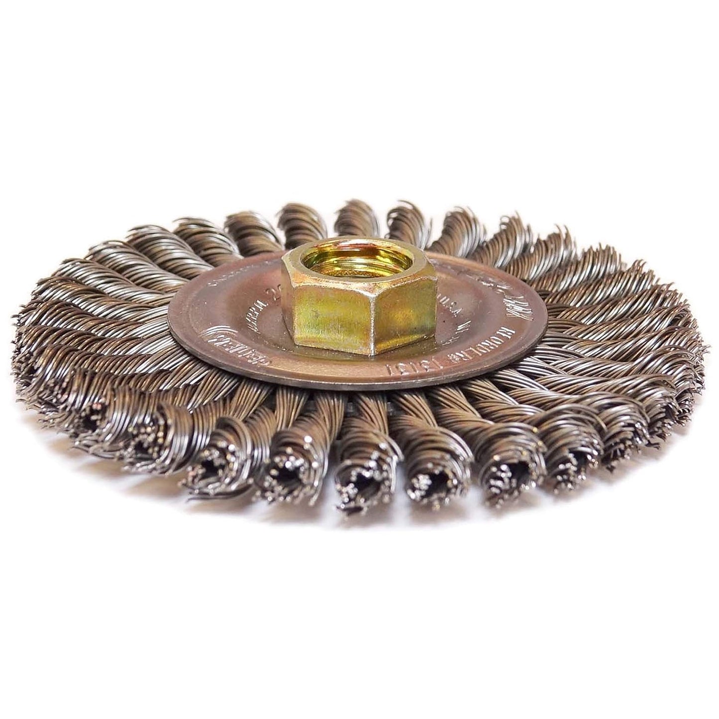 Weiler 13131 ROUGHNECK MAX™ 4" Stringer Bead Wheel – .020" Steel Fill, 5/8"-11 UNC Nut, Weld Cleaning Brush – Made in USA