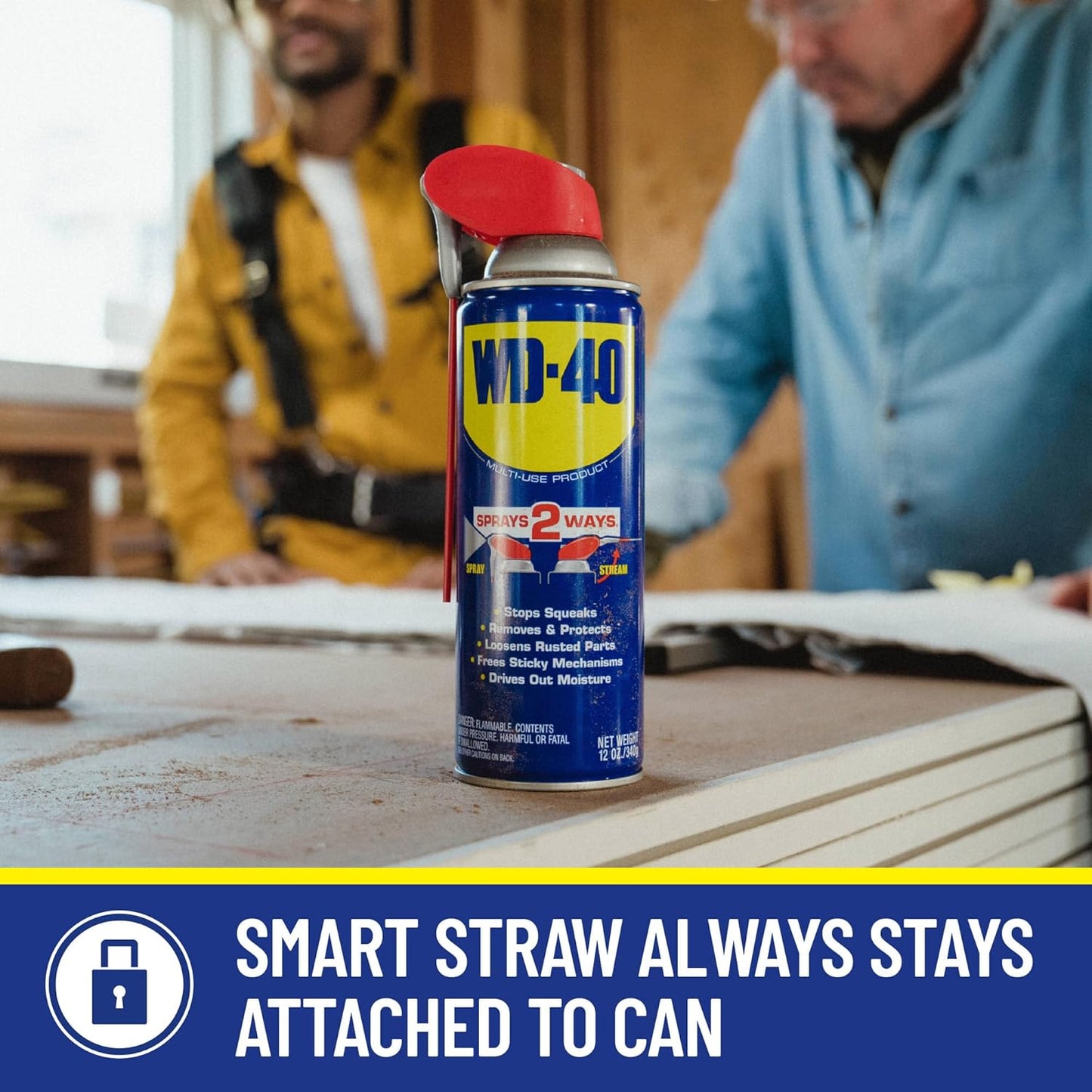 WD-40® Multi-Purpose Lubricant – 12 oz Aerosol Can with Smart Straw, Cleans, Lubricates, and Protects (490057, 12 EA/CA)