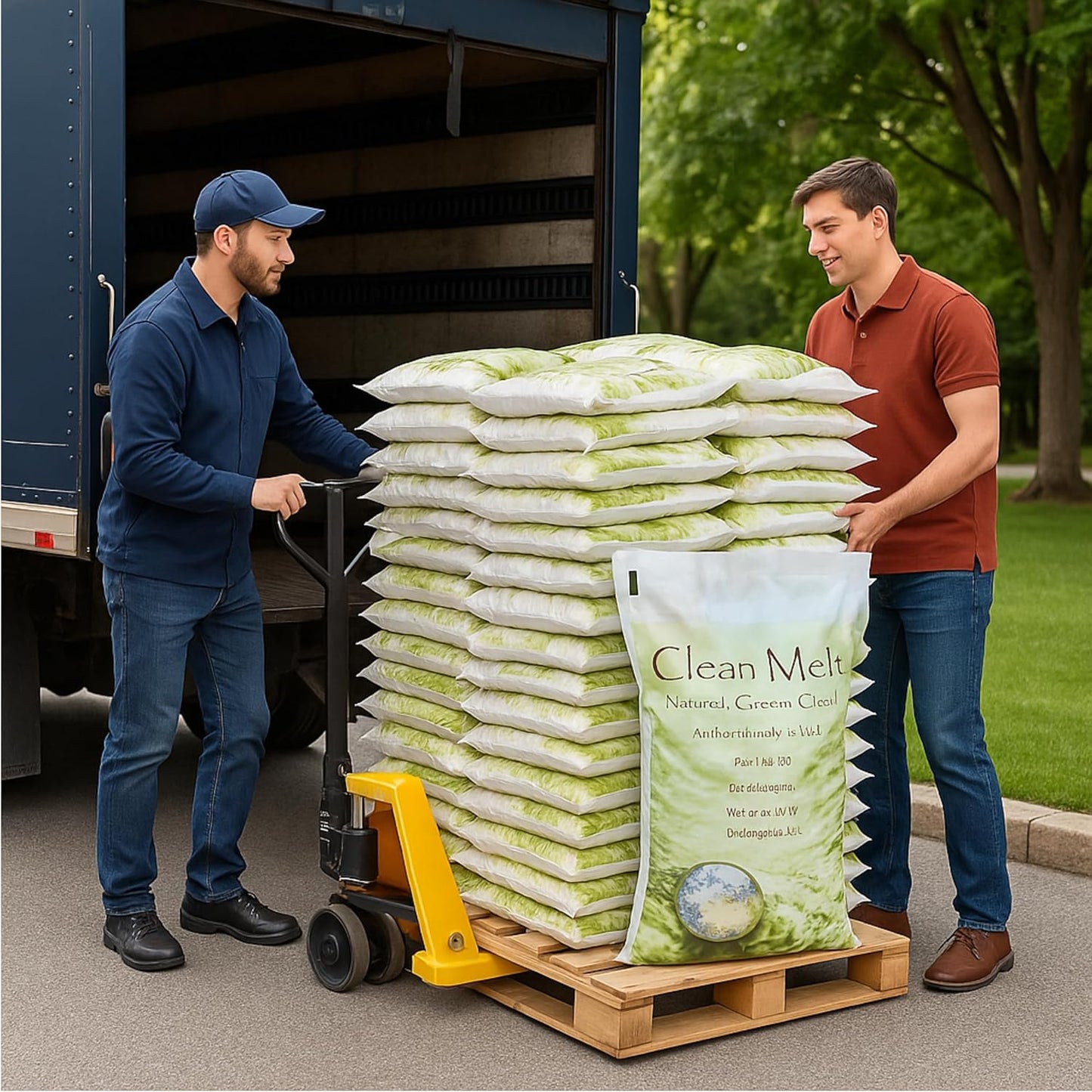 Eco-Friendly Ice Melt Pallet – 50 Bags x 50 lb | Melts to -10°F | Made in USA | Professional Commercial Deicer