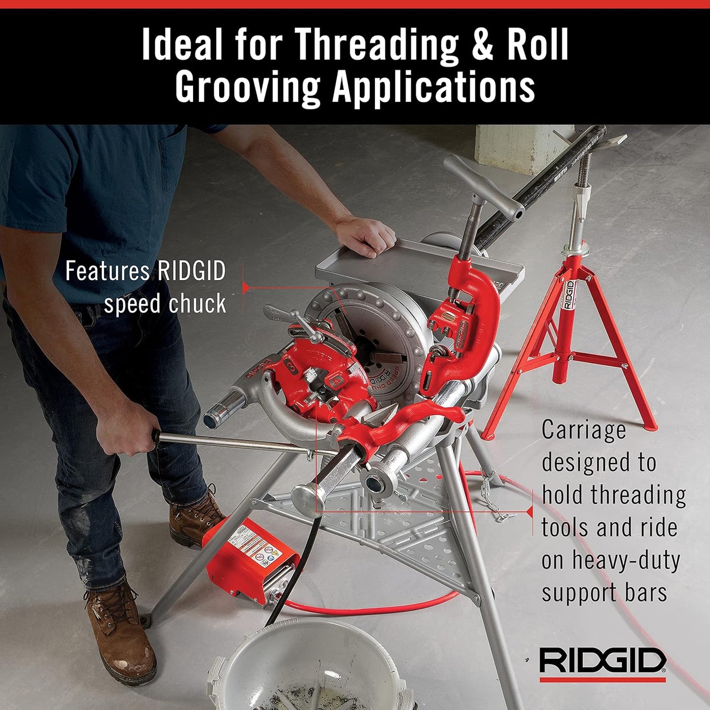 RIDGID Model 300 Power Drive Threading Machine – Complete Kit, 1/8" to 2" Pipe Capacity, 115V AC, 38 RPM