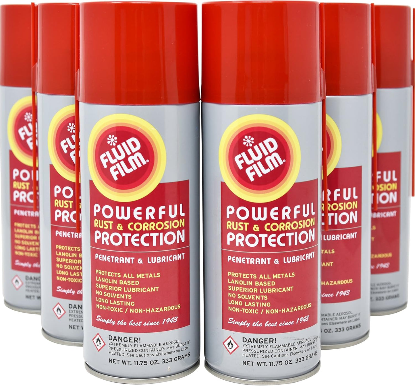 Fluid Film Powerful Rust & Corrosion Protection, Metal Surfaces Penetrant & Lubricant, Marine, Automotive, Industrial, Home (2 x 11.75 Oz Spray Cans)