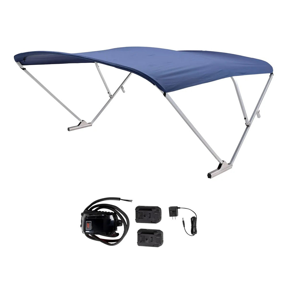 SureShade 2021133094 Battery Powered Bimini with Clear Anodized Frame & Navy Fabric