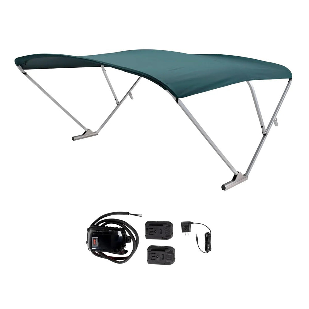SureShade Battery Powered Bimini - Clear Anodized Frame & Green Fabric (Part Number: 2021133098)