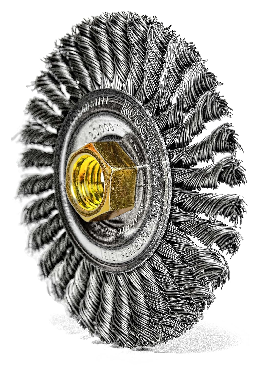 Weiler 13131 ROUGHNECK MAX™ 4" Stringer Bead Wheel – .020" Steel Fill, 5/8"-11 UNC Nut, Weld Cleaning Brush – Made in USA