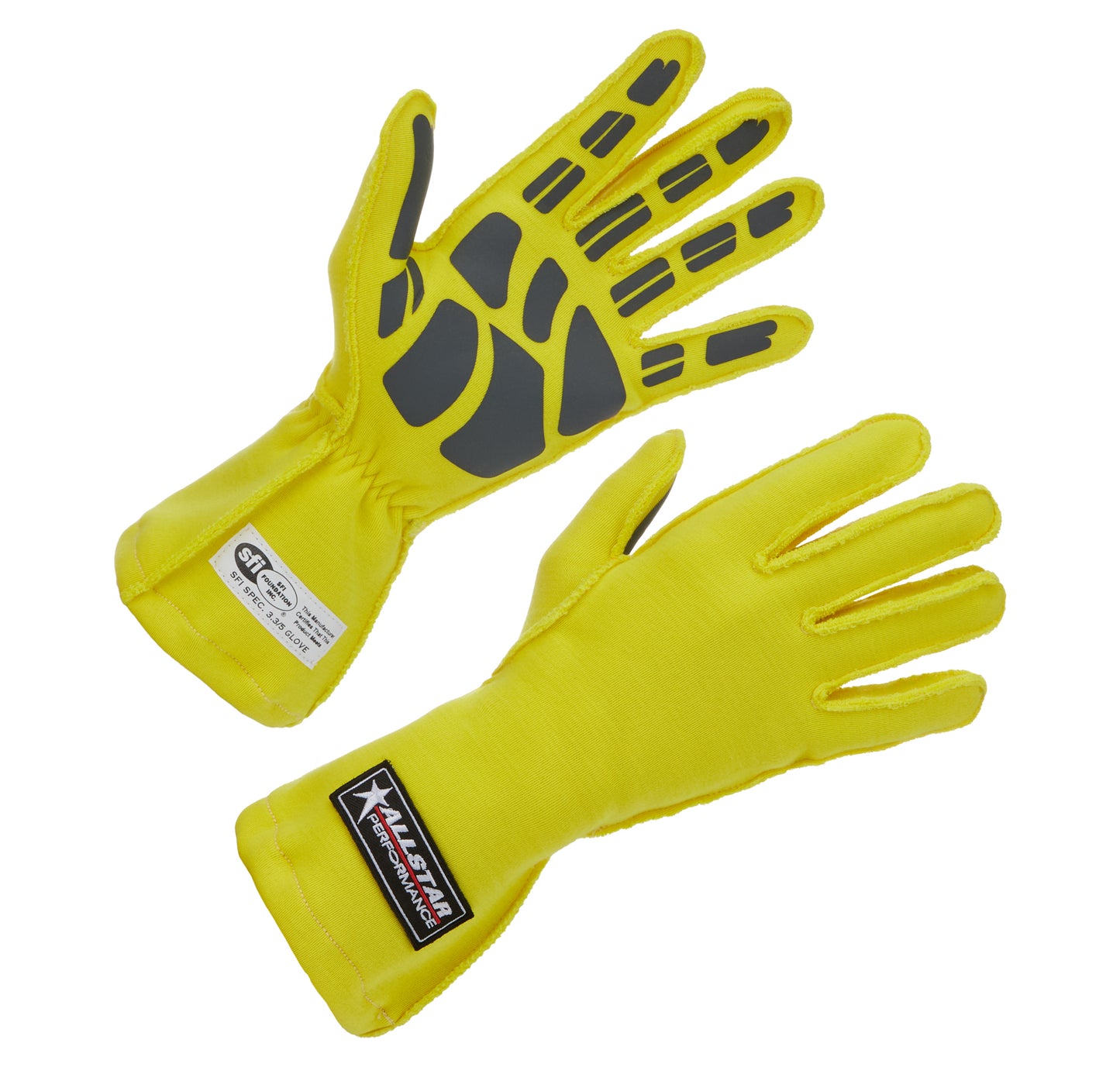 ALLSTAR PERFORMANCE Driving Gloves SFI 3.3/5 Outseam D/L XL Yellow