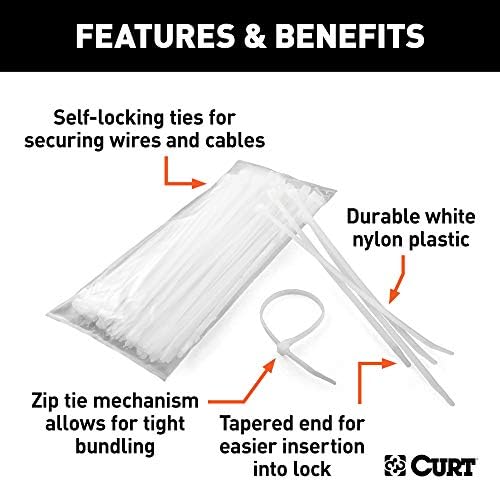 Curt Manufacturing 59732 14 1/4 Inch Nylon Wire Ties, Pack of 100