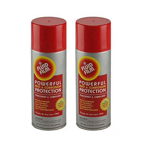 Fluid Film Powerful Rust & Corrosion Protection, Metal Surfaces Penetrant & Lubricant, Marine, Automotive, Industrial, Home (2 x 11.75 Oz Spray Cans)